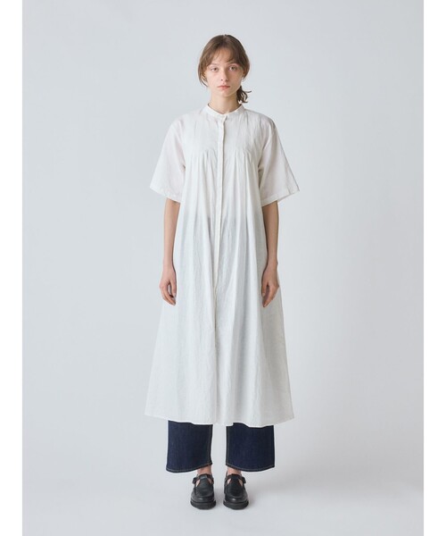 ミディウミ midi umi ノースリーブ たっぷりタック　ワンピース MidiUmi ワンピース ハーフスリーブタックワンピース : ZOZOTOWN