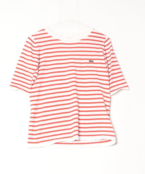 「LACOSTE」 半袖ニット 38 レッド レディース