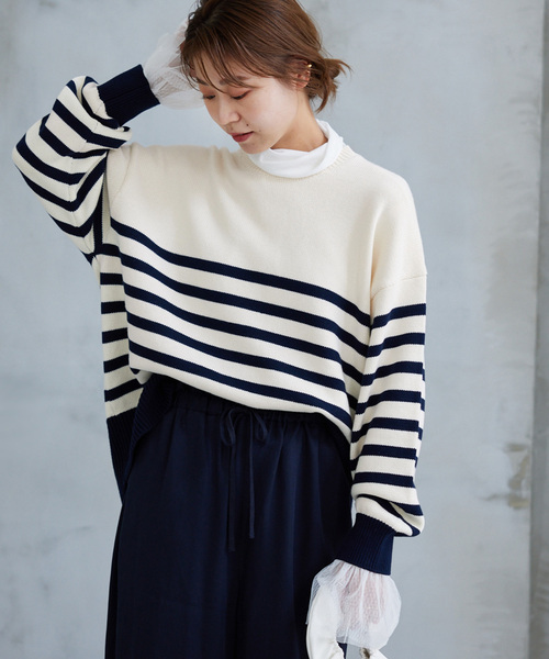 「JOURNAL STANDARD relume」 長袖ニット FREE ネイビー レディース