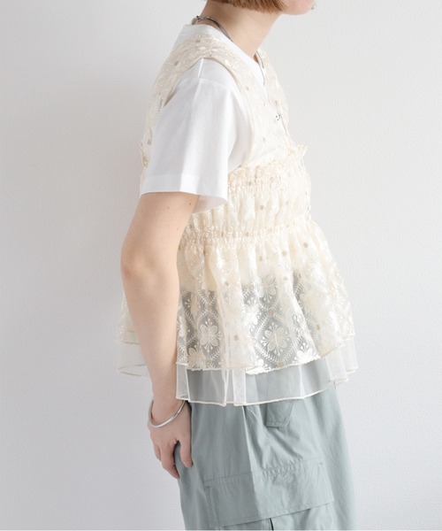 チュールレース刺繍ビスチェ（シャツ/ブラウス）｜cepo（セポ