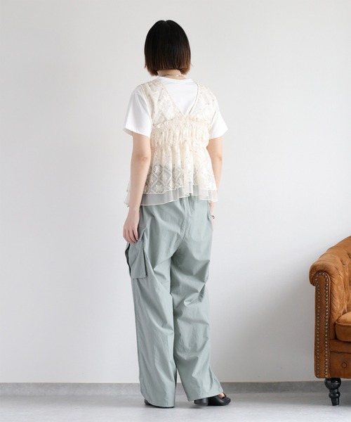 ブラウス シャツ テープ刺繍チュール前後2wayキャミソールビスチェ(セットアップ可) レディース テープ刺繍チュール前後2wayキャミソールビスチェ(セットアップ