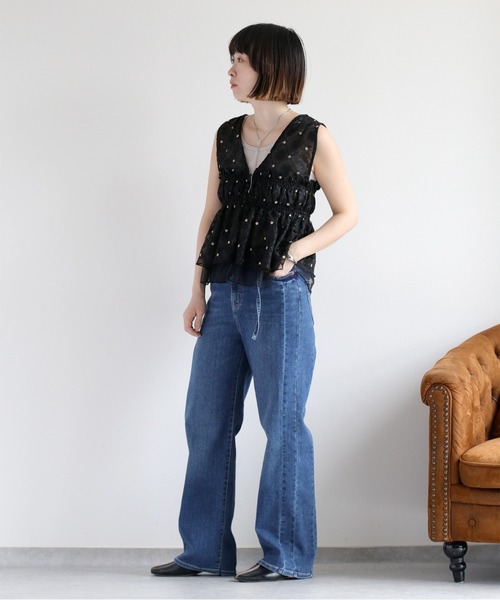 cepo ブラウス シャツ チュールレース刺繍ビスチェ レディース