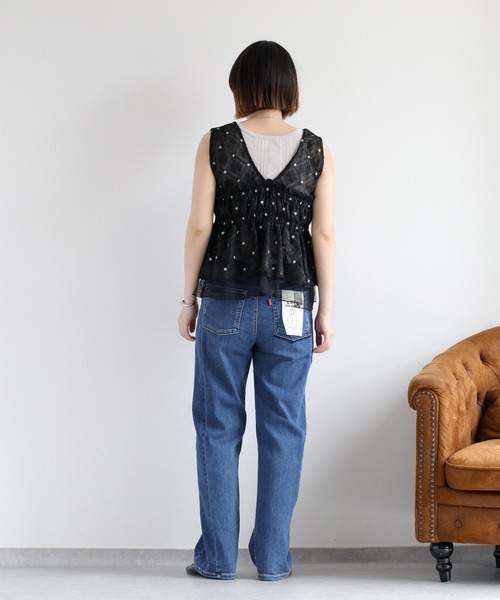 ブラウス シャツ チュールレース刺繍ビスチェ レディース cepo ブラウス シャツ チュールレース刺繍ビスチェ レディース