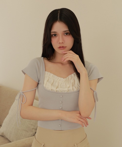 ニット セーター *M DOLLY original* ribbon strap dreamy tops/リボンストラップドリーミートップス レディー