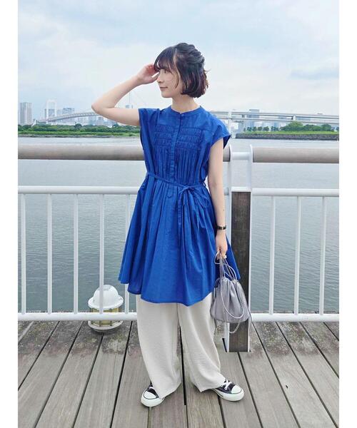 ロージーモンスター　バルーン　チュニック ブラウス　ネイビー セール】バルーンロングスリーブペプラムブラウス（チュニック・ミニ