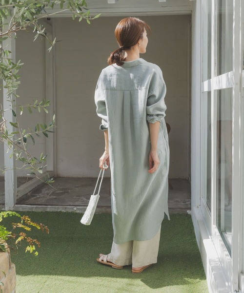 URBAN RESEARCH DOORS 半袖シャツワンピース M URBAN RESEARCH DOORS｜『WEB/一部店舗限定カラー』リネン半袖