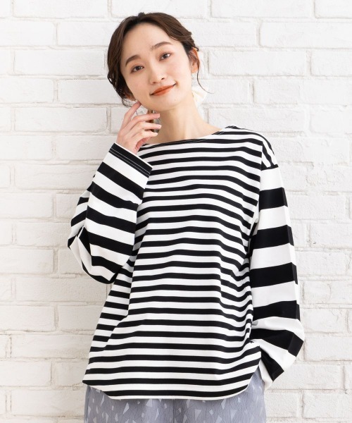 tシャツ FONTLAB MIXボーダーカットソー レディース