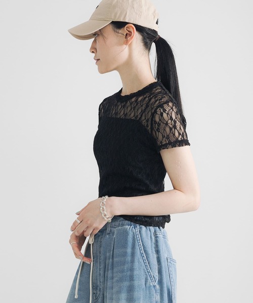 URBAN RESEARCH / アーバンリサーチ ストレッチレースTシャツ URBAN RESEARCH tシャツ ストレッチレースTシャツ レディース