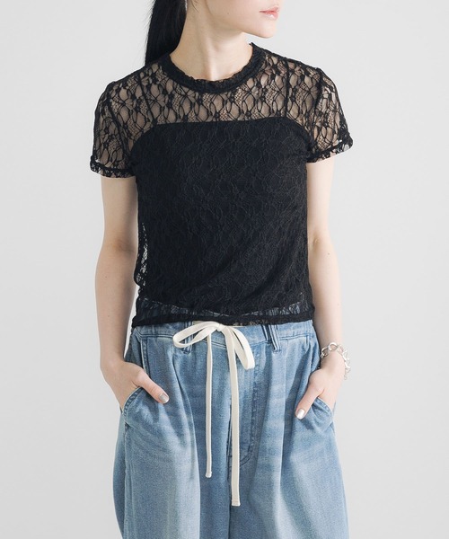 tシャツ ストレッチレース クルーネック Tシャツ レディース URBAN RESEARCH tシャツ ストレッチレースTシャツ レディース