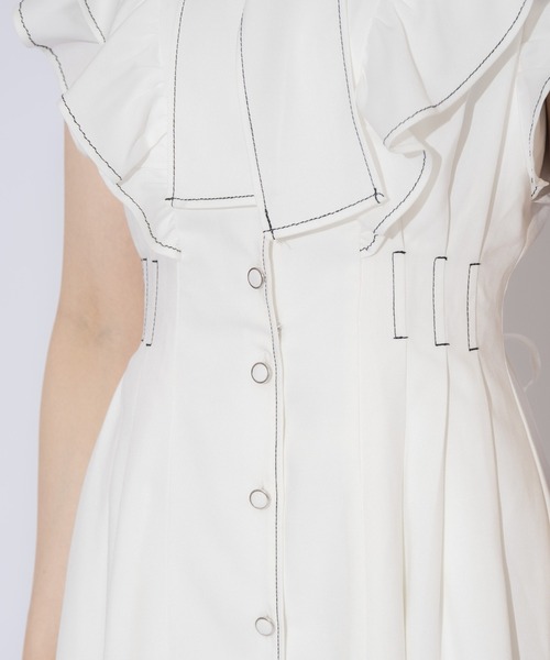 おもち ウィルセレクション リボンタイタックウエストシャツワンピース 白 WILLSELECTION ワンピース リボンタイタックウエストシャツ