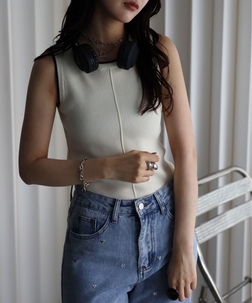 レディース ライン ノースリーブニット n1100.jpg