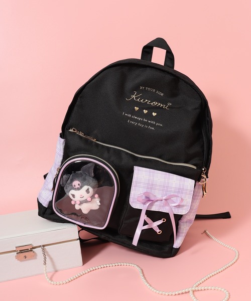 sanrio（サンリオ） リュック チェック クリアポケット ぬいぐるみ付