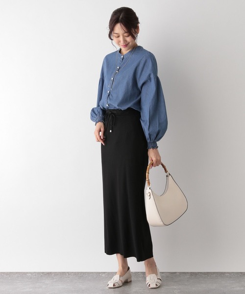 「GLOBAL WORK」 長袖ブラウス L ブルー レディース
