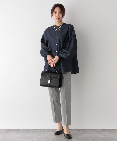 「GLOBAL WORK」 長袖ブラウス L ブルー レディース