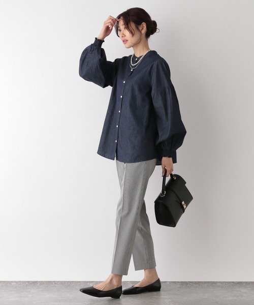 「GLOBAL WORK」 長袖ブラウス L ブルー レディース