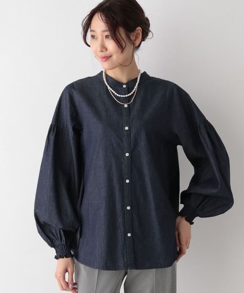 「GLOBAL WORK」 長袖ブラウス L ブルー レディース