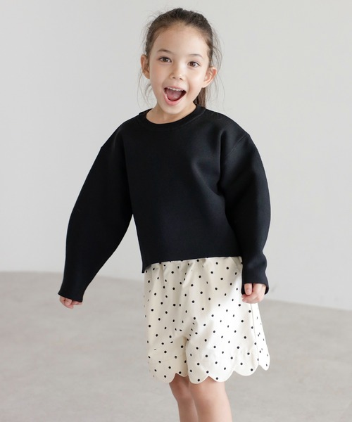 ニット セーター 「3-10才対応」バレルスリーブサイドリブニットプルオーバー キッズ 子供服 女の子 | BONJOUR SAGAN enfant