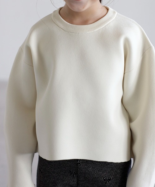 ニット セーター 「3-10才対応」バレルスリーブサイドリブニットプルオーバー キッズ 子供服 女の子 | BONJOUR SAGAN enfant | 10