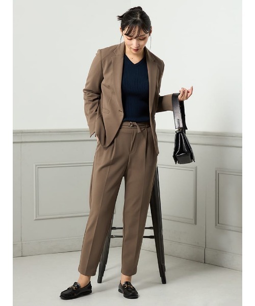 セットアップ 「冬から春対応」洗える レディース テーラード パンツ