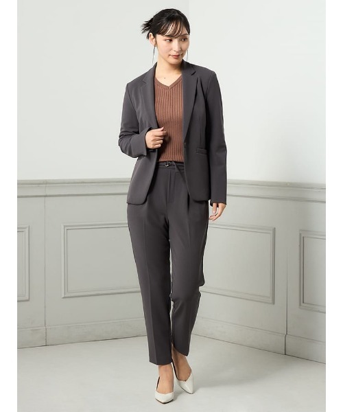 セットアップ 「冬から春対応」洗える レディース テーラード パンツ