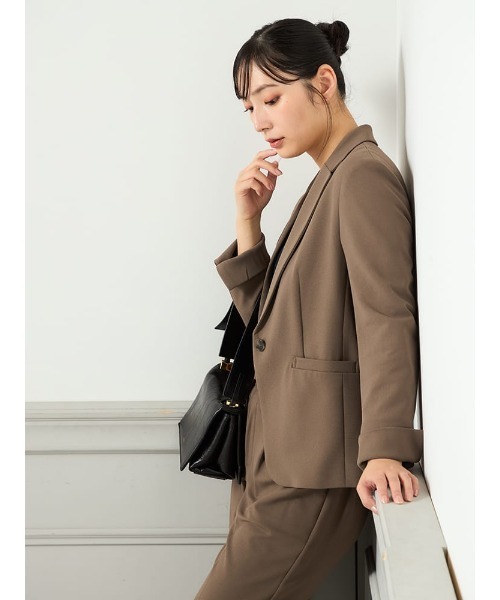 セットアップ 「冬から春対応」洗える レディース テーラード パンツ