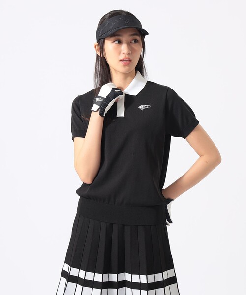 美品✳️『ADICROSS ゴルフ ポロシャツ』レディース ブラック adidas（アディダス） ポロシャツ ポロ クライマクール半袖ポロシャツ