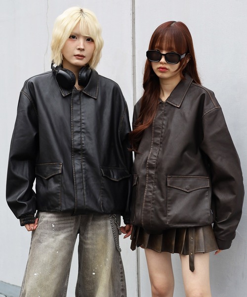 ジャケット・アウター kim ATMARK ブルゾン アウター 「2サイズ展開 / UNISEX 」ATMARK十字架ロゴ