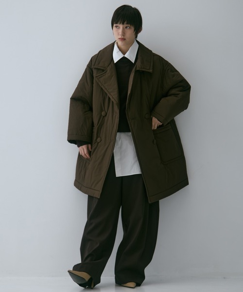コート アウター 「STUDIOUS/ステュディオス」PADDED BUTTON COAT/パデッドボタンコート/軽アウター/中綿コート レディースの画像