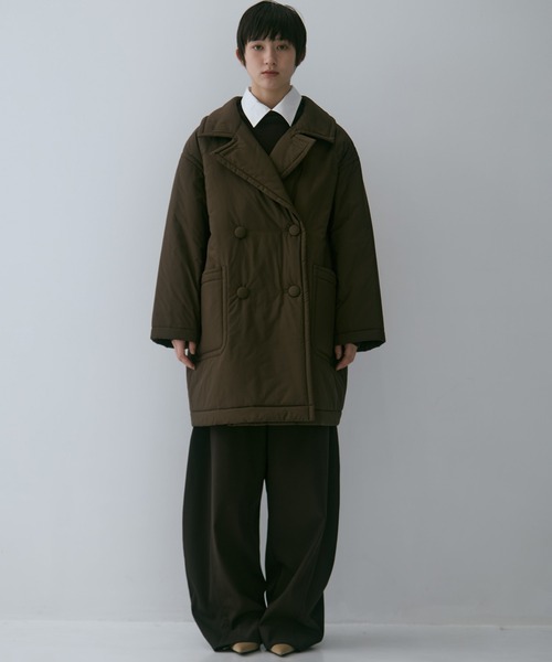 コート アウター 「STUDIOUS/ステュディオス」PADDED BUTTON COAT/パデッドボタンコート/軽アウター/中綿コート レディースの画像