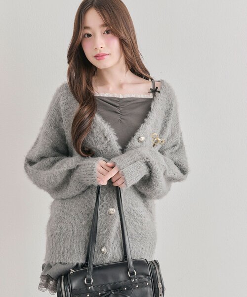 ゆっけ　ロング　オリーブ　38 OLIVE des OLIVE（オリーブデオリーブ） カーディガン ロングカーデ