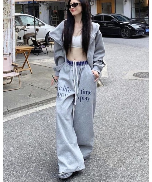 CHEER（チアー） セットアップ パーカー×チェック配色パンツ