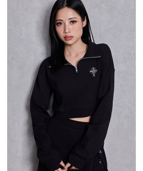 GYDA（ジェイダ） トレーナー スウェット sacred edge crossハーフZIP