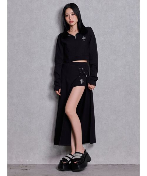 GYDA（ジェイダ） トレーナー スウェット sacred edge crossハーフZIP
