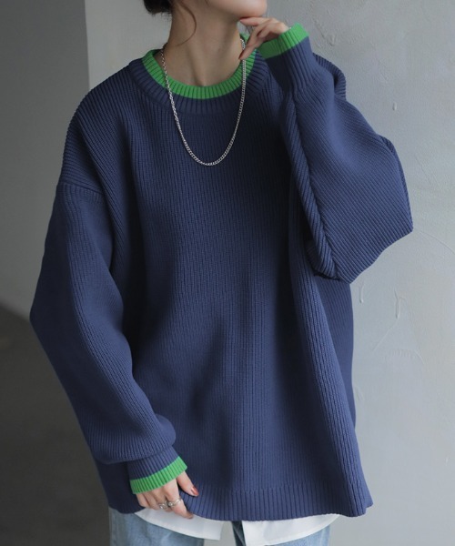 「HUG.U」 長袖ニット FREE ブルー レディース_画像4