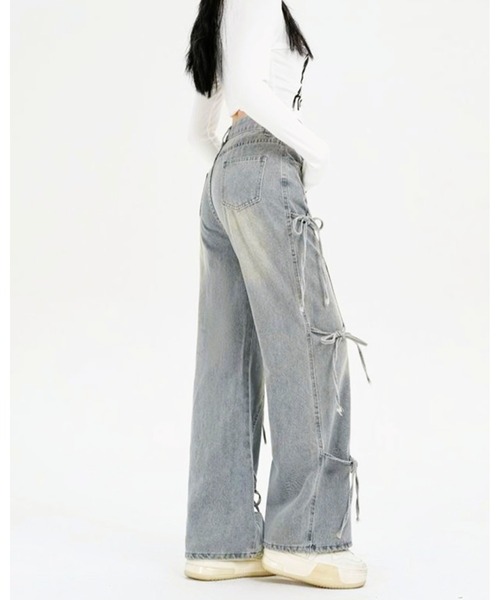 inst.ALL ジーンズ デニム デニムパンツ サイド3リボンデニムパンツ