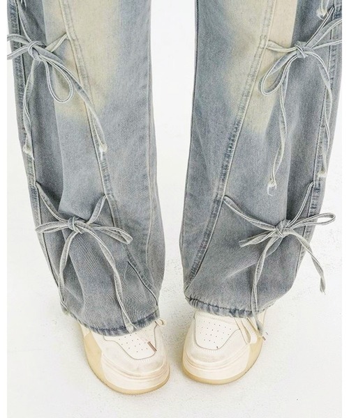 inst.ALL ジーンズ デニム デニムパンツ サイド3リボンデニムパンツ