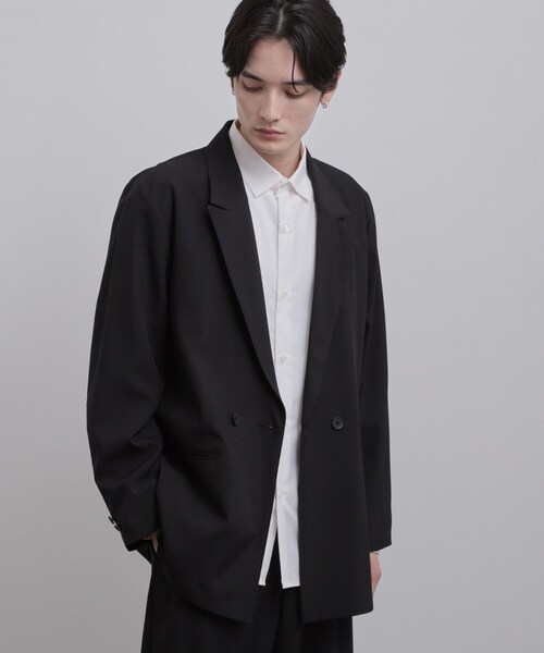 美品⁂バッカ⁂テーラードジャケット　ダブルブレスト　ウール　ダークグレー　S〜M tk.TAKEO KIKUCHI（ティーケータケオキクチ） ジャケット テーラード