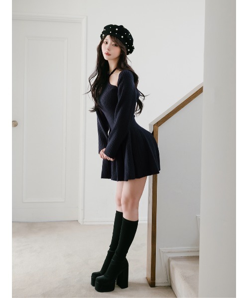 「Darich」 ニットワンピース FREE ネイビー レディースの画像
