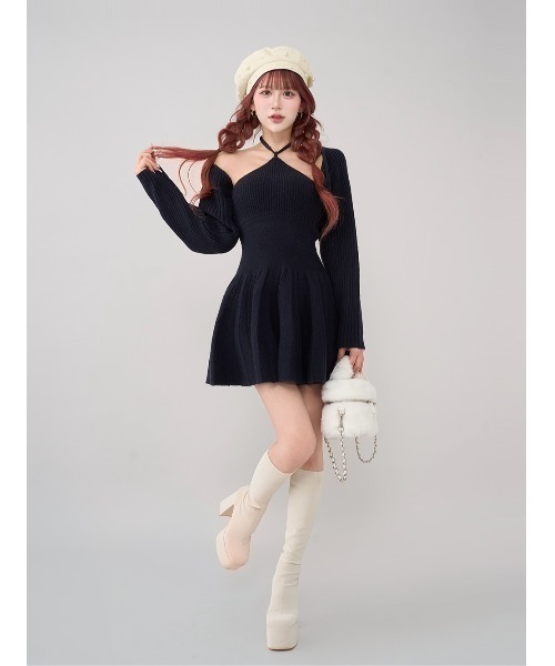「Darich」 ニットワンピース FREE ネイビー レディースの画像