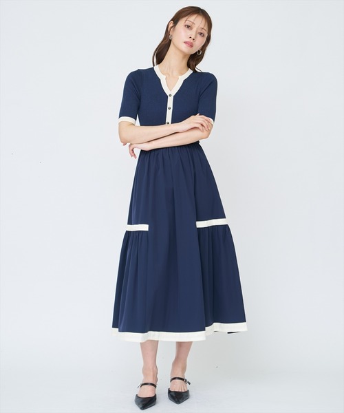 AND COUTURE（アンドクチュール） ワンピース ラメ入り配色ドッキング