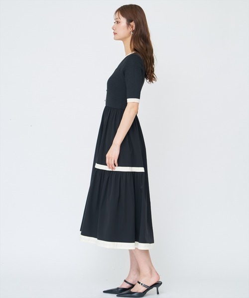 AND COUTURE（アンドクチュール） ワンピース ラメ入り配色ドッキング