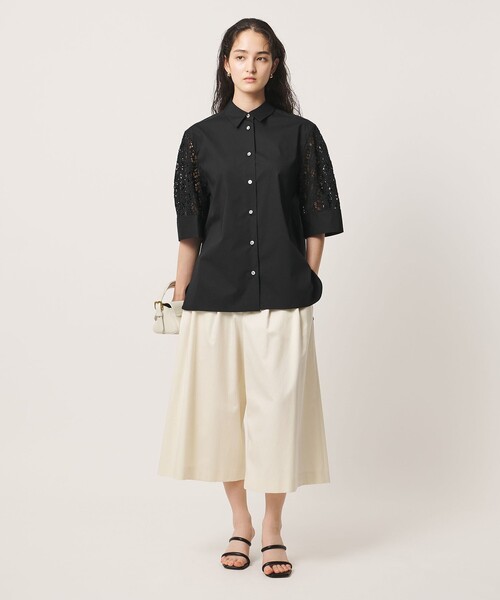 ユナイテッドアローズレースカラーブラウス黒 UNITED ARROWS（ユナイテッドアローズ） ブラウス シャツ ラッセル