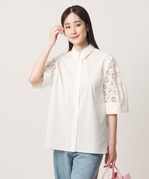 ユナイテッドアローズレースシャツ美品アイボリー UNITED ARROWS（ユナイテッドアローズ） ブラウス シャツ ラッセル