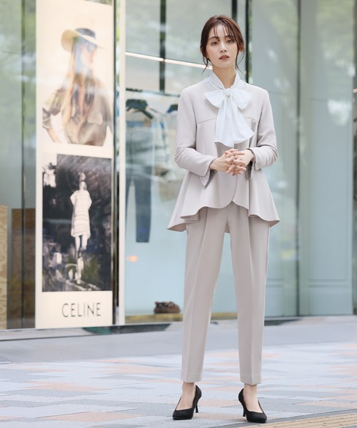 「Flolia」 パンツスーツ 2L ネイビー レディースの画像
