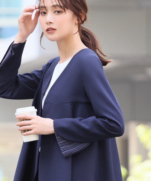 「Flolia」 パンツスーツ 2L ネイビー レディースの画像