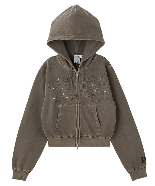 X-girl（エックスガール） パーカー STUDDED XG LOGO ZIP UP SWEAT