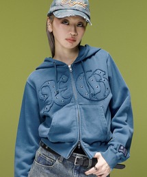 X-girl（エックスガール） パーカー STUDDED XG LOGO ZIP UP SWEAT