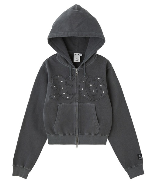 X-girl（エックスガール） パーカー STUDDED XG LOGO ZIP UP SWEAT