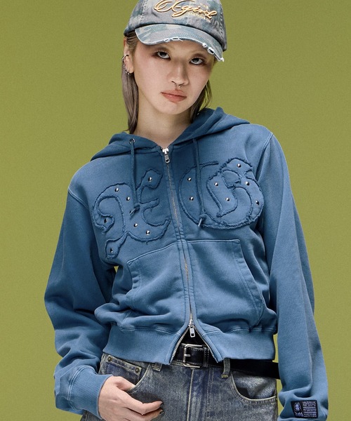 X-girl パーカー X-girl（エックスガール） パーカー STUDDED XG LOGO ZIP UP SWEAT