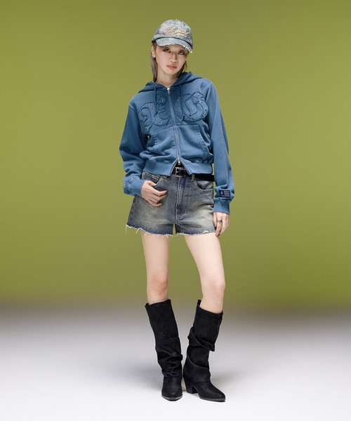 X-girl（エックスガール） パーカー STUDDED XG LOGO ZIP UP SWEAT
